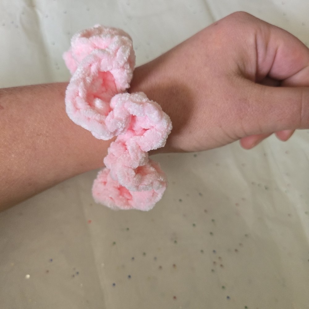 Chenille Crochet Ballet Pink Scrunchie